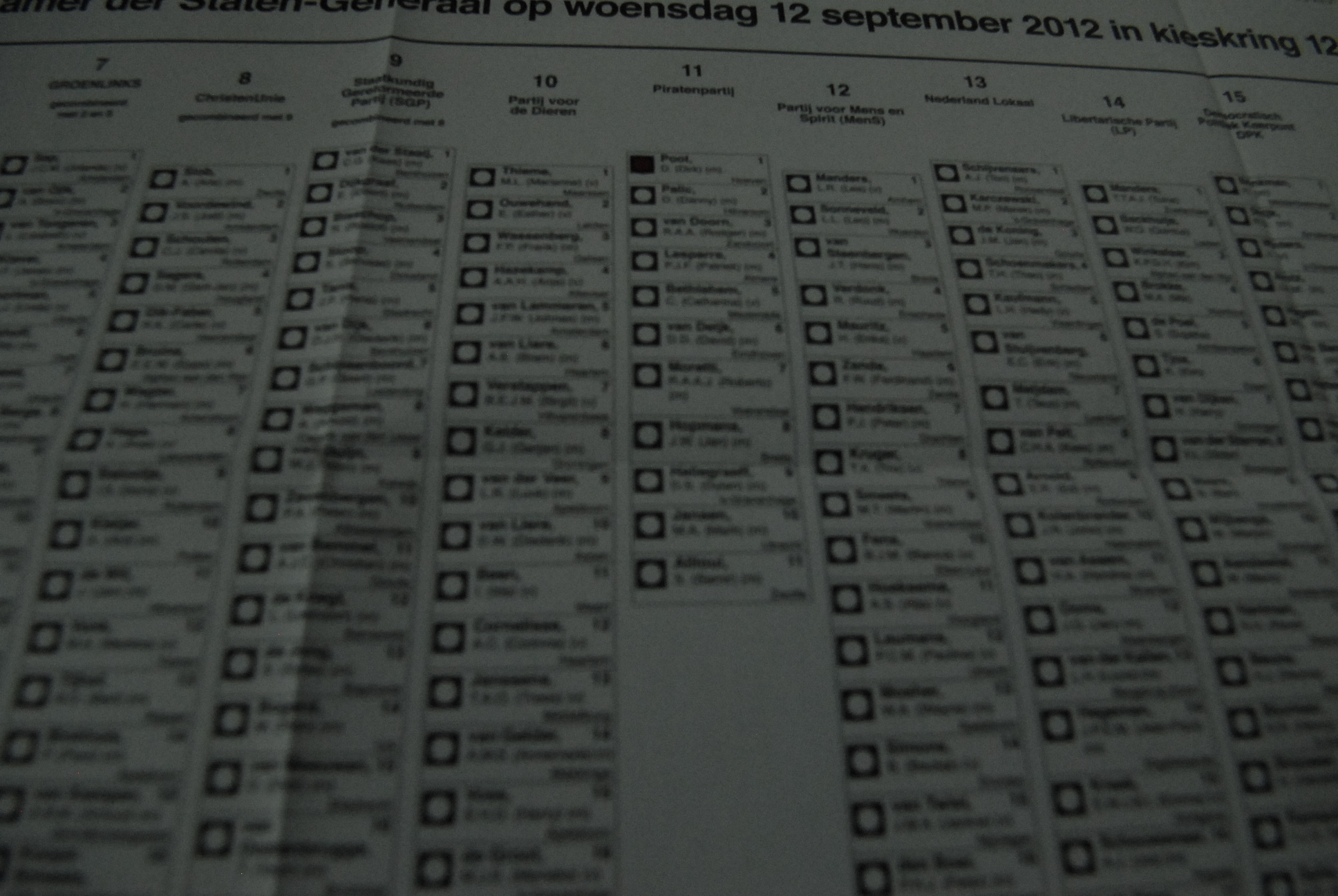 stembiljet tweede kamerverkiezing 2012