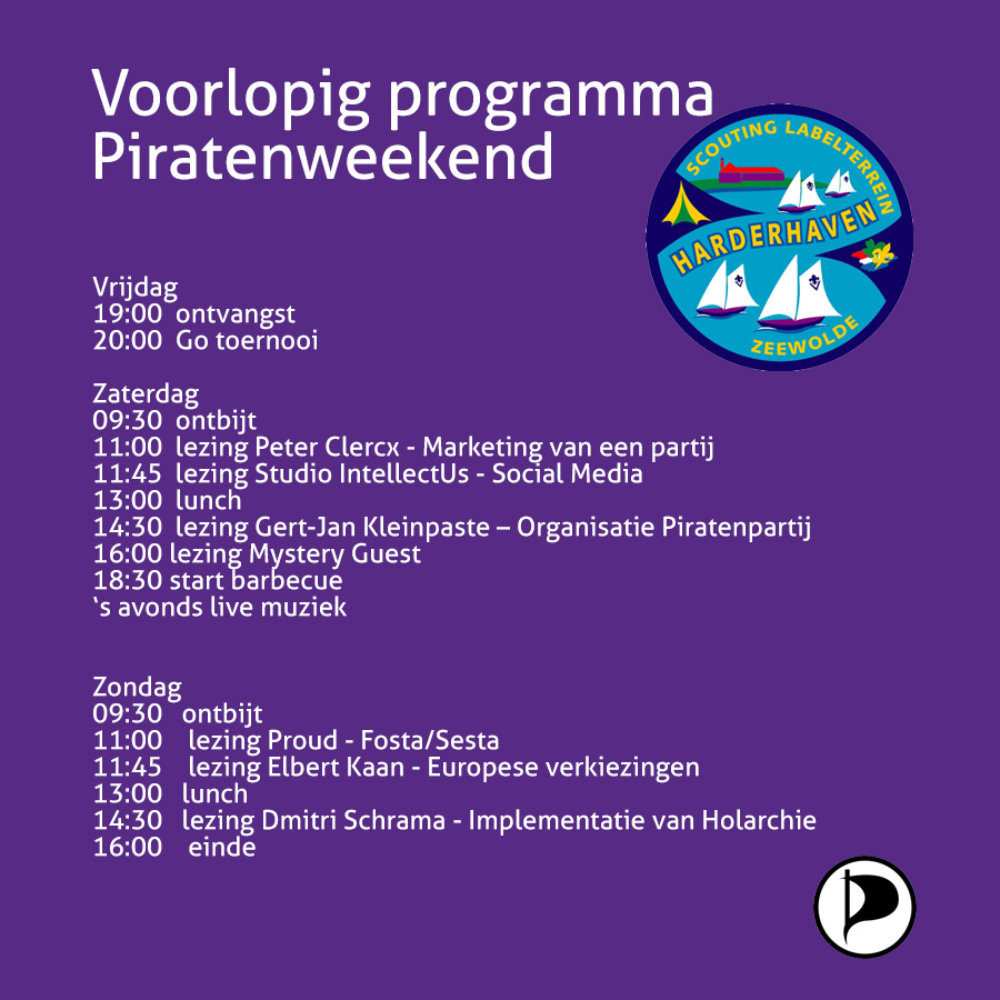 Piratenweekend 2018 programma