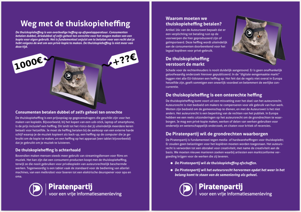 Flyer Weg met de thuiskopieheffing